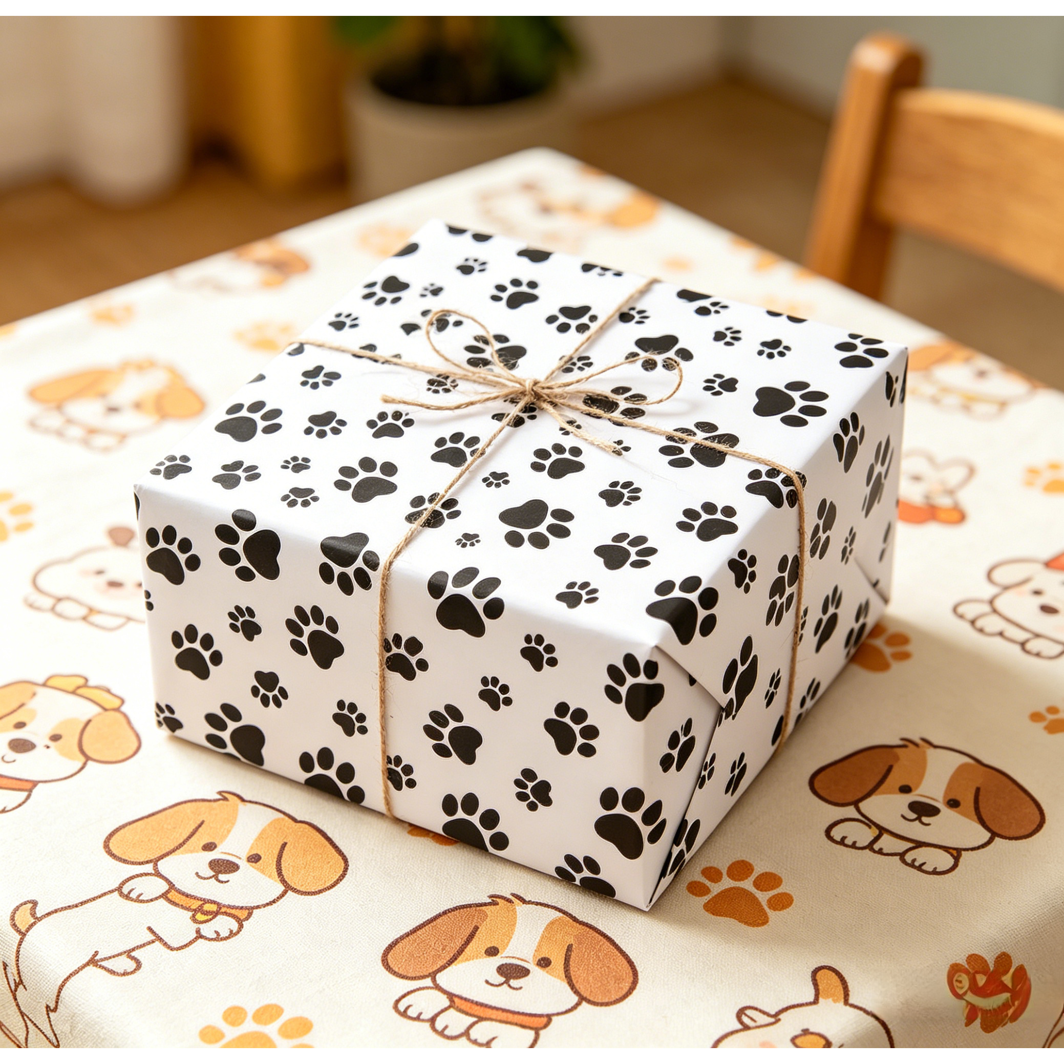 TEMU 1 Rouleau de à Empreintes de Pattes, avec d'Adorables Empreintes de Pattes de Chien/Chat Noires et Blanches. Taille : 43,2 cm (17 Pouces x 9,84