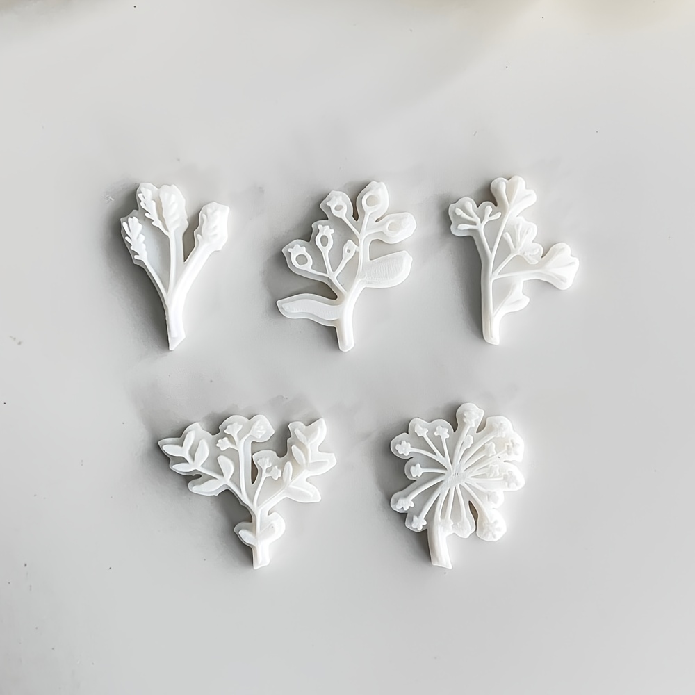 E-shop 5-teiliges Blumen- Blatt-Polymer-Ton-Stempelset, Blumen-Polymer-Ton-Cutter Weich-Ton-Cutter, für DIY-Schmuckherstellung Tonkunsthandwerk,