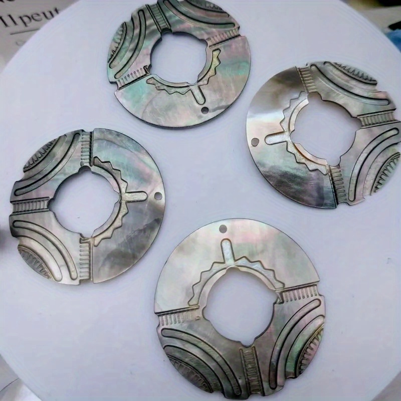 TEMU 4pcs Pendentif Rond Gravé pour Boucles d'Oreilles 4X4Cm