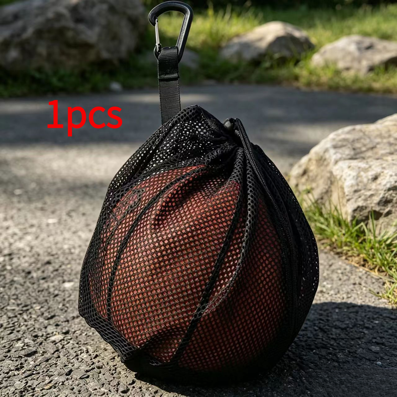 TEMU Bolsa de red para baloncesto, bolsa para balón de fútbol, bolsa para balón de voleibol, bolsa de red con cordón, uso de entrenamiento, puede