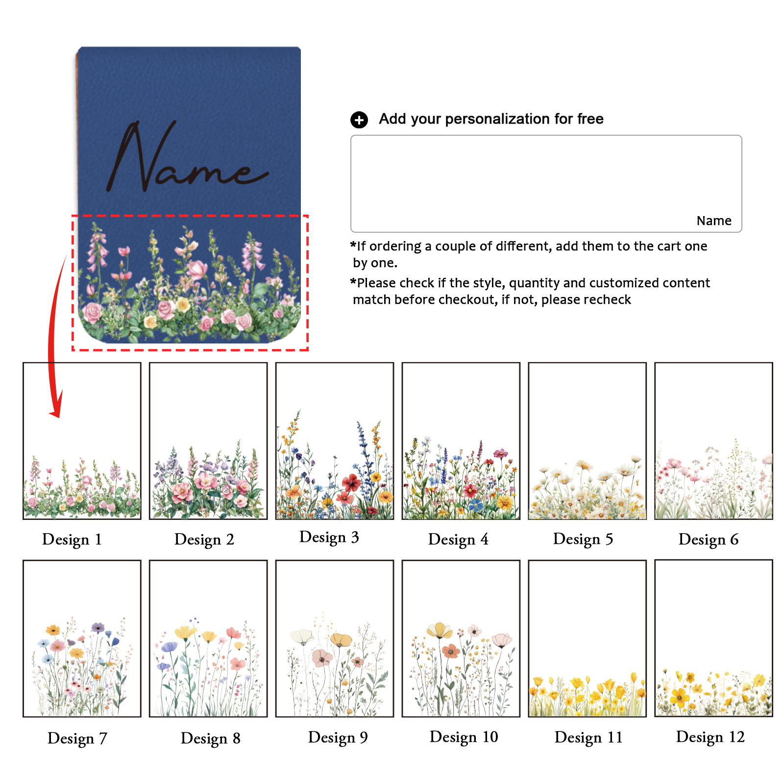 TEMU 1pc Personalized Magnetic Bookmark - Name & Date/page Magnets, Elegant Pu Leather Bookmarks Suitable For Women, Teachers, Book Lovers - Unique