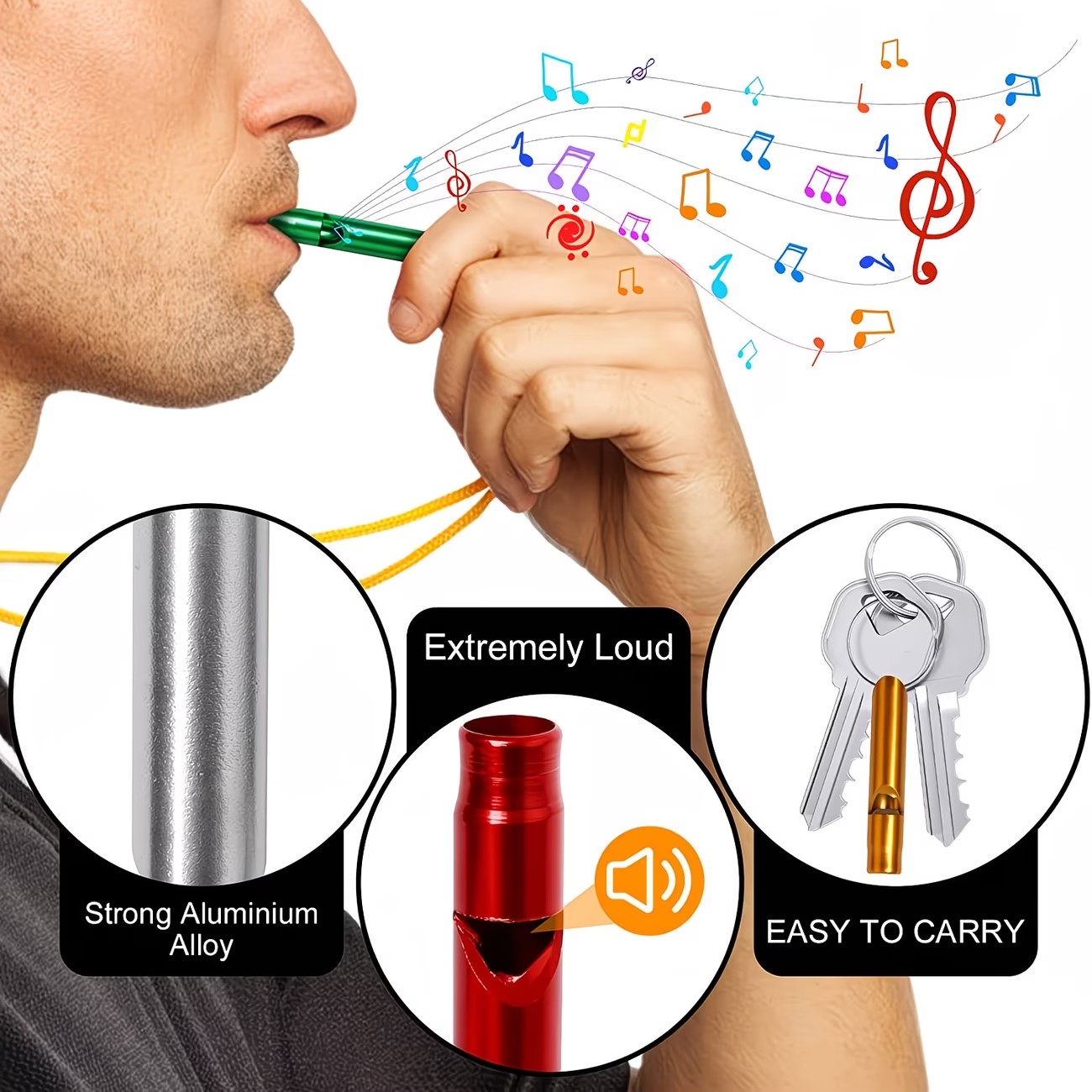 9pcs Aluminum Alloy Emergency Survival Whistles with Keychain