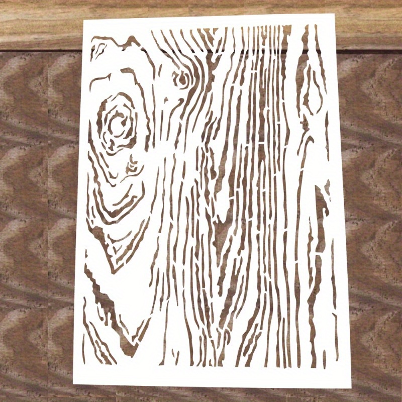 TEMU 1 Large Multi-functional Wood Grain Texture Stencil. A4 Size - Washable And Reusable, Suitable For Diy Crafts On Wood, Fabric, Paper, Walls,