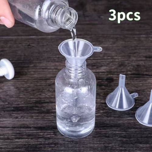 3pcs plastic mini funnels for perfume essential oil transfer easy to no food contact ideal for sampling bottles perfume transfer durable plastic