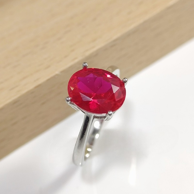 Women's 1 Carat Red Artificial Gemstone Ring, Daily Wear
