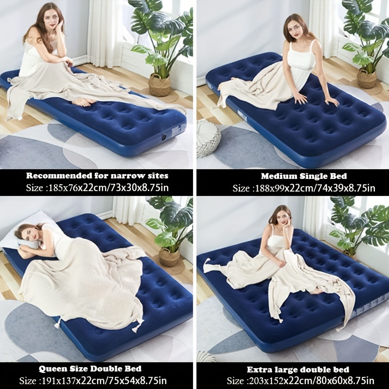 Matelas Gonflable Portable, Lit d'Air Épais en Polaire Recto-Verso Pliable pour le Camping et la Plage avec Pompe Incluse