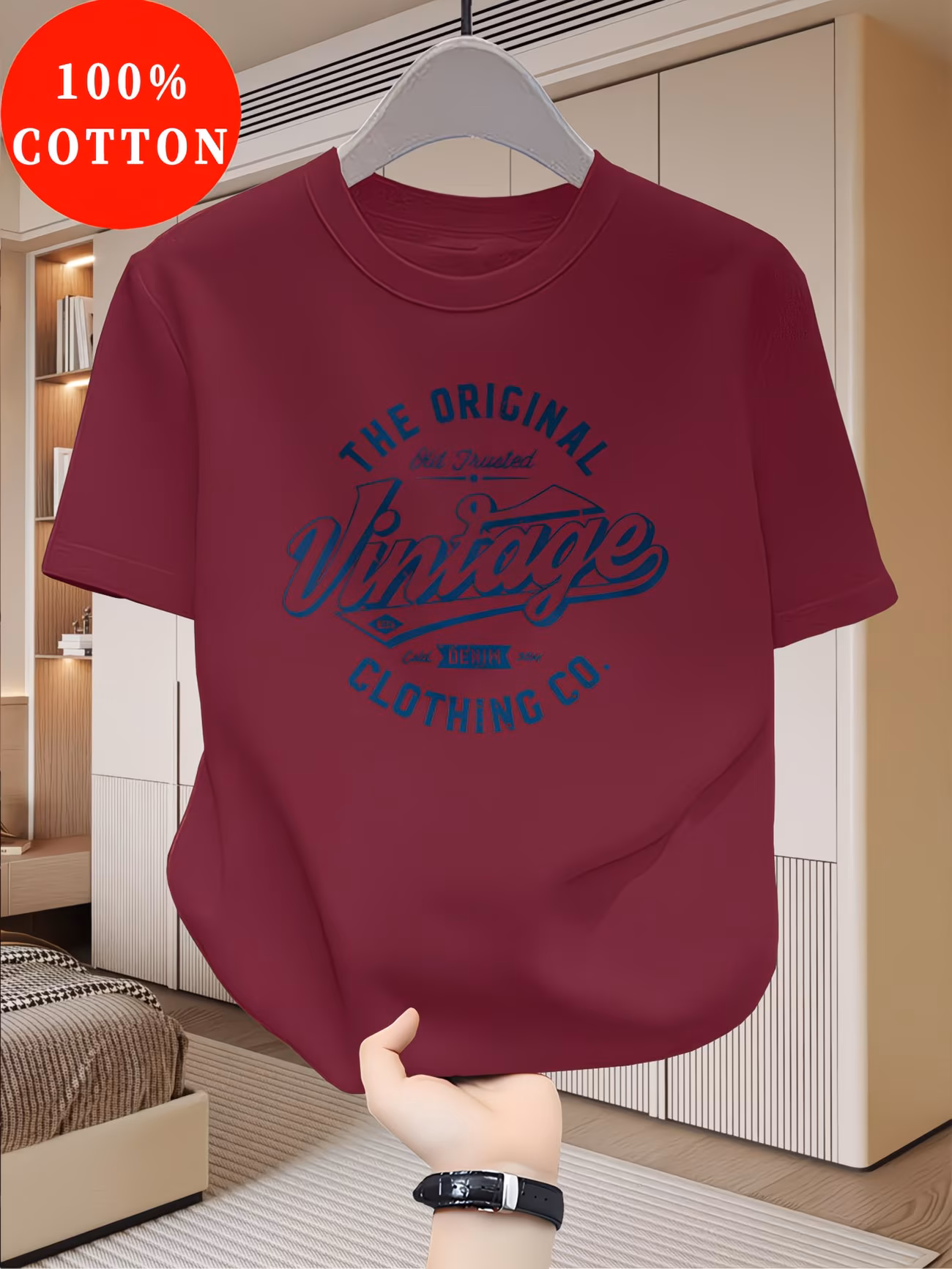 t-shirt pour homme 100 % coton, nouveau haut dété fin à manches courtes, coupe ajustée mince tendance et , et décontracté pour les quotidiens des jeunes étudiants, motif lettres imprimées anglaises vintage, design de marque 0