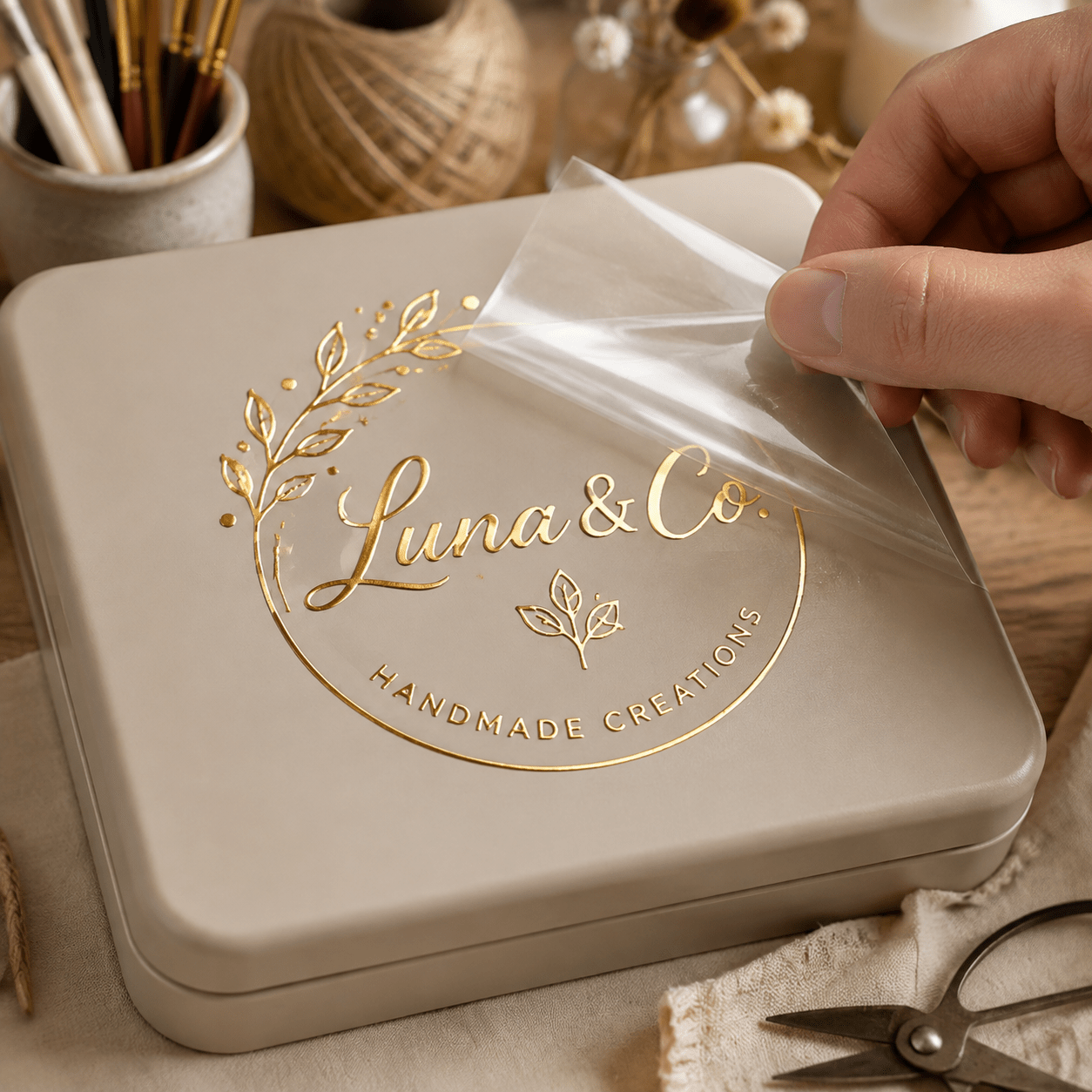 TEMU Transfer Label With Sample Finish, Personalized Logo, Text, Artwork Or Image For Handmade Seller Branding, Display And Custom Decorative Mark