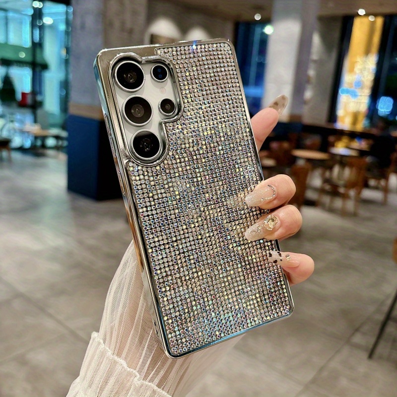TEMU Phone Case - Electroplated Gorgeous Women' Glitter Phone Case For Galaxy S23u S24u S25u Drop-proof Protective Cover