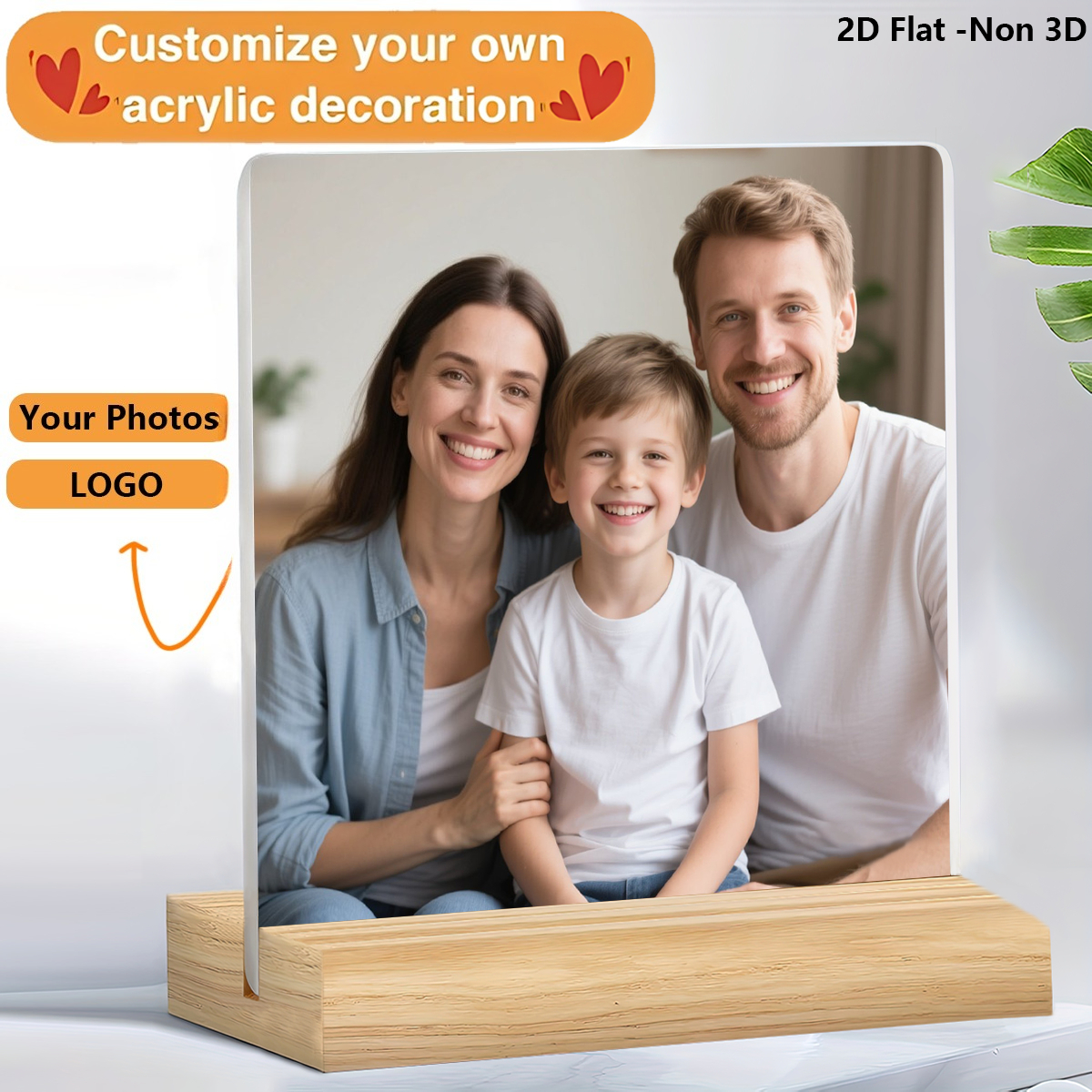 TEMU Decorative Sign And Plaque [customization] 2d Flat, 1pc Custom Acrylic Photo Sign With Wooden Stand - Personalized 2d Flat Surface Decoration,