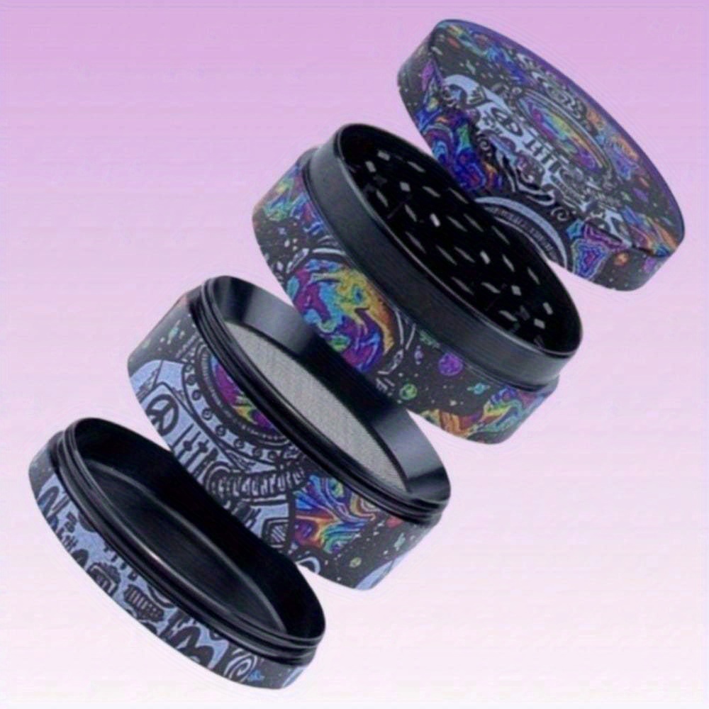 1 6 inch astronaut themed 4 section   alloy cigarette grinder portable multifunctional and tobacco   exploration design perfect gift for smokers portable grinder psychedelic artwork   alloy grinder