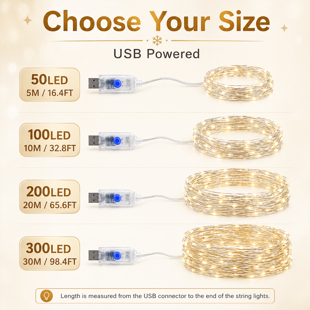 TEMU 1pc, Majisu Usb Fairy Lights, 300/200/100/50leds 8 , Decorative Indoor String Lights For Bedroom Window Photos, Summer String Lights, Decor