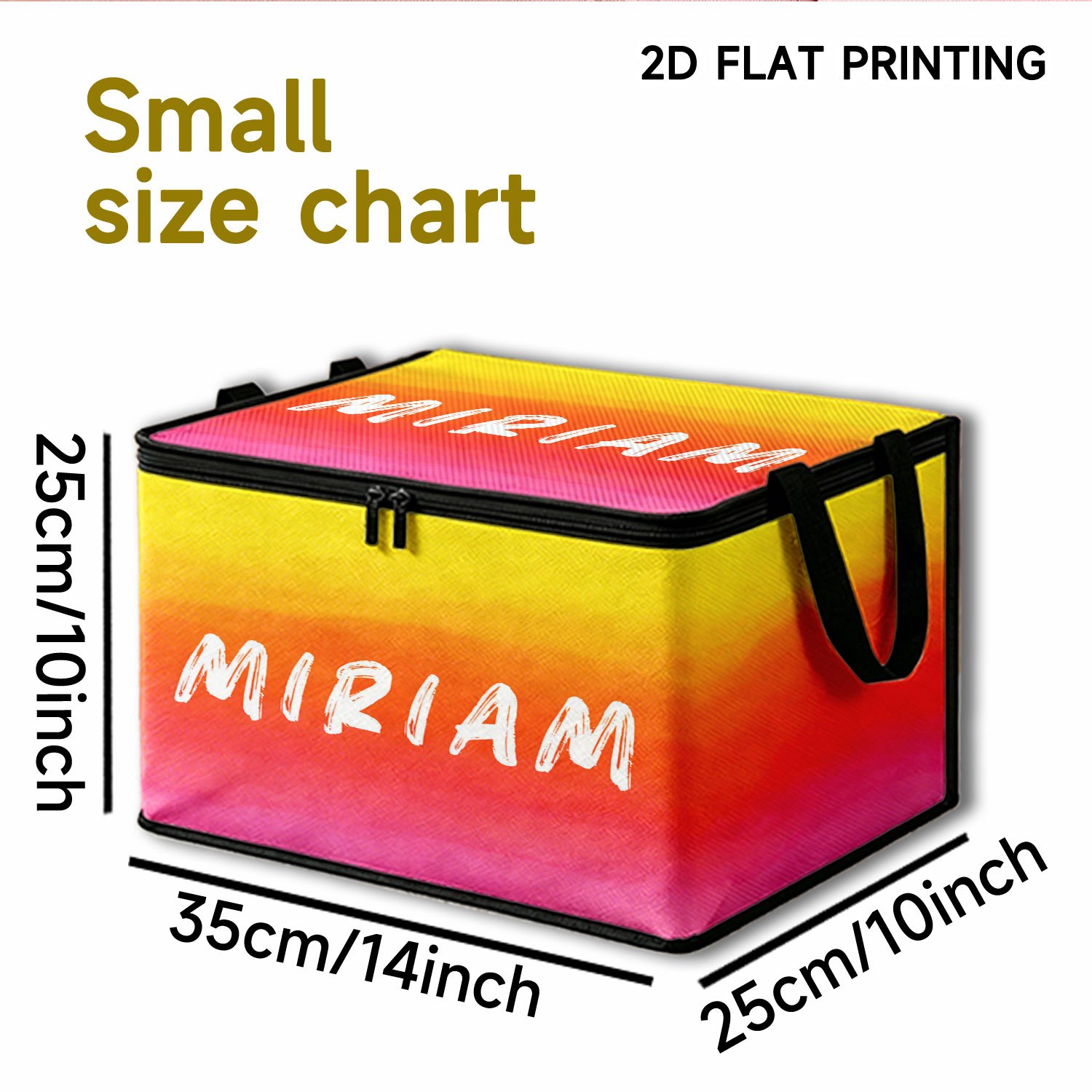 TEMU [custom Item] 1pc Foldable Zipper Storage Box | Personalized Name/text Gradient Pattern Large Capacity Storage Box, 2d Customization Available