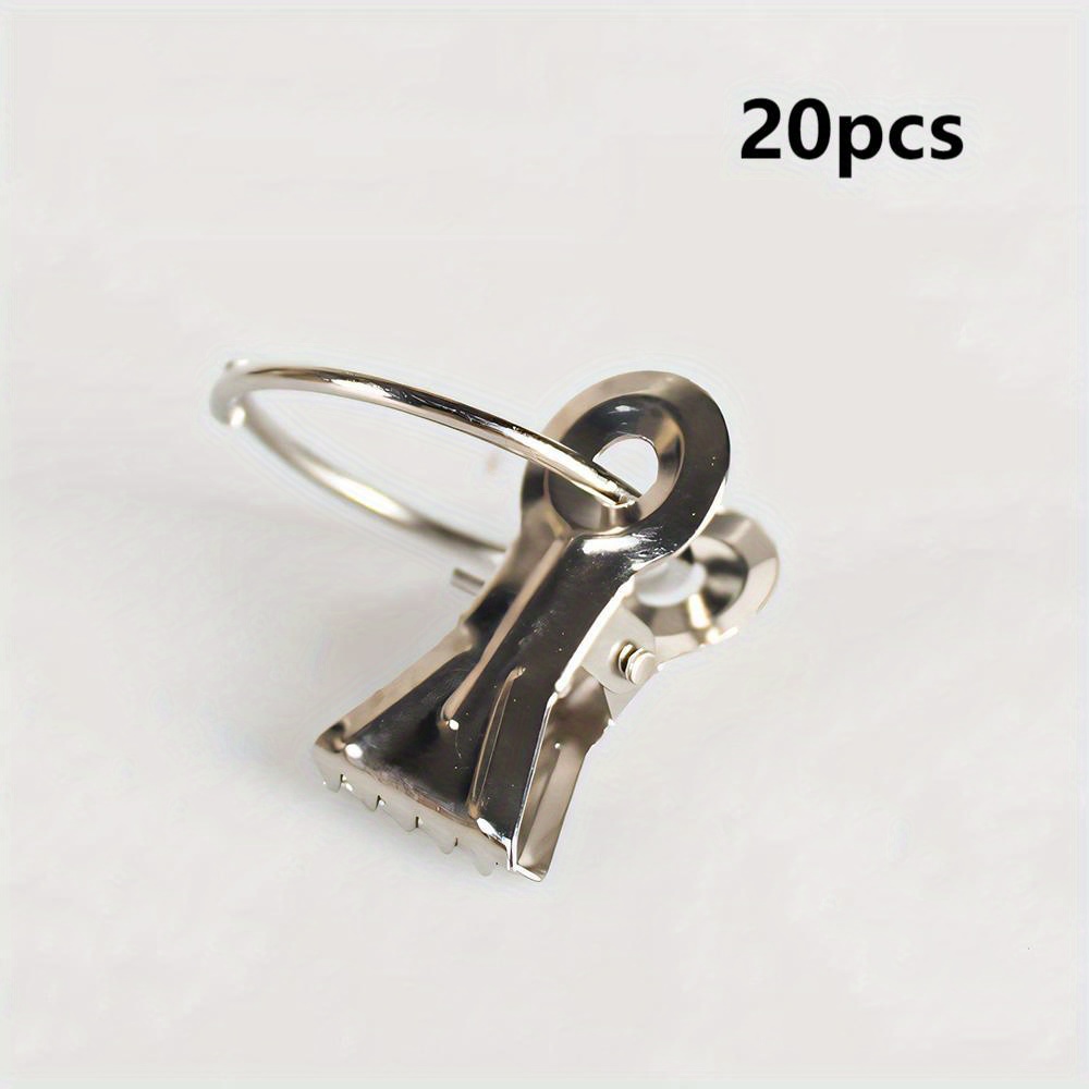 TEMU 20pcs Stainless Steel Curtain Shark Clips - Heavy Duty Ring & Roman Rod Holders With , Elegant For Drapes, Curtains, Fabric Accessories (20pcs),