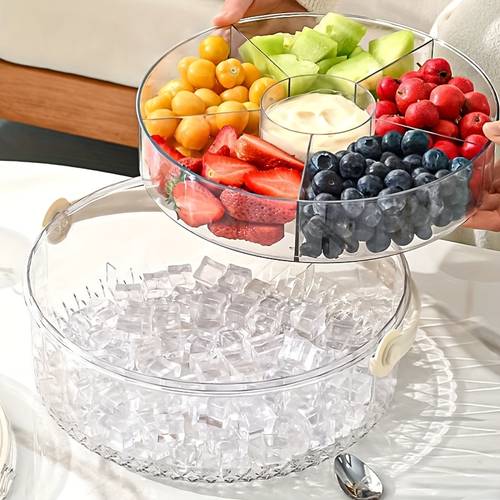 five grid storage box portable storage box fruit vegetable reusable bento box suitable for lunch picnic office durable snack storage box sanitary plate dried fruit tray snack box with compartm