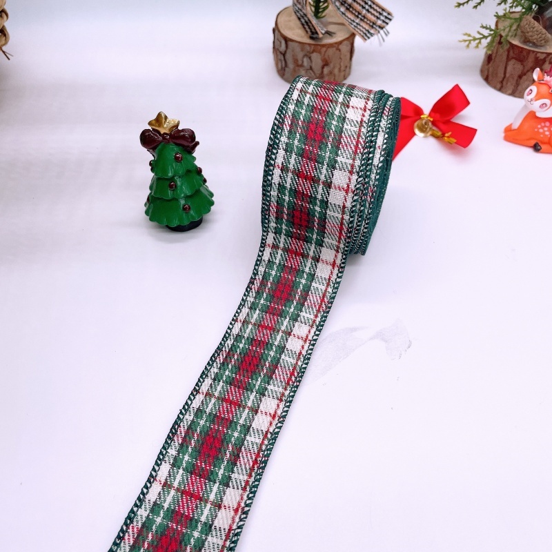 TEMU A Roll Of Of 38mm/1.5in No-core Christmas Red And Green Checkered Wired Ribbon, Suitable For Gift Wrapping, Holiday Decorations Like Christmas,