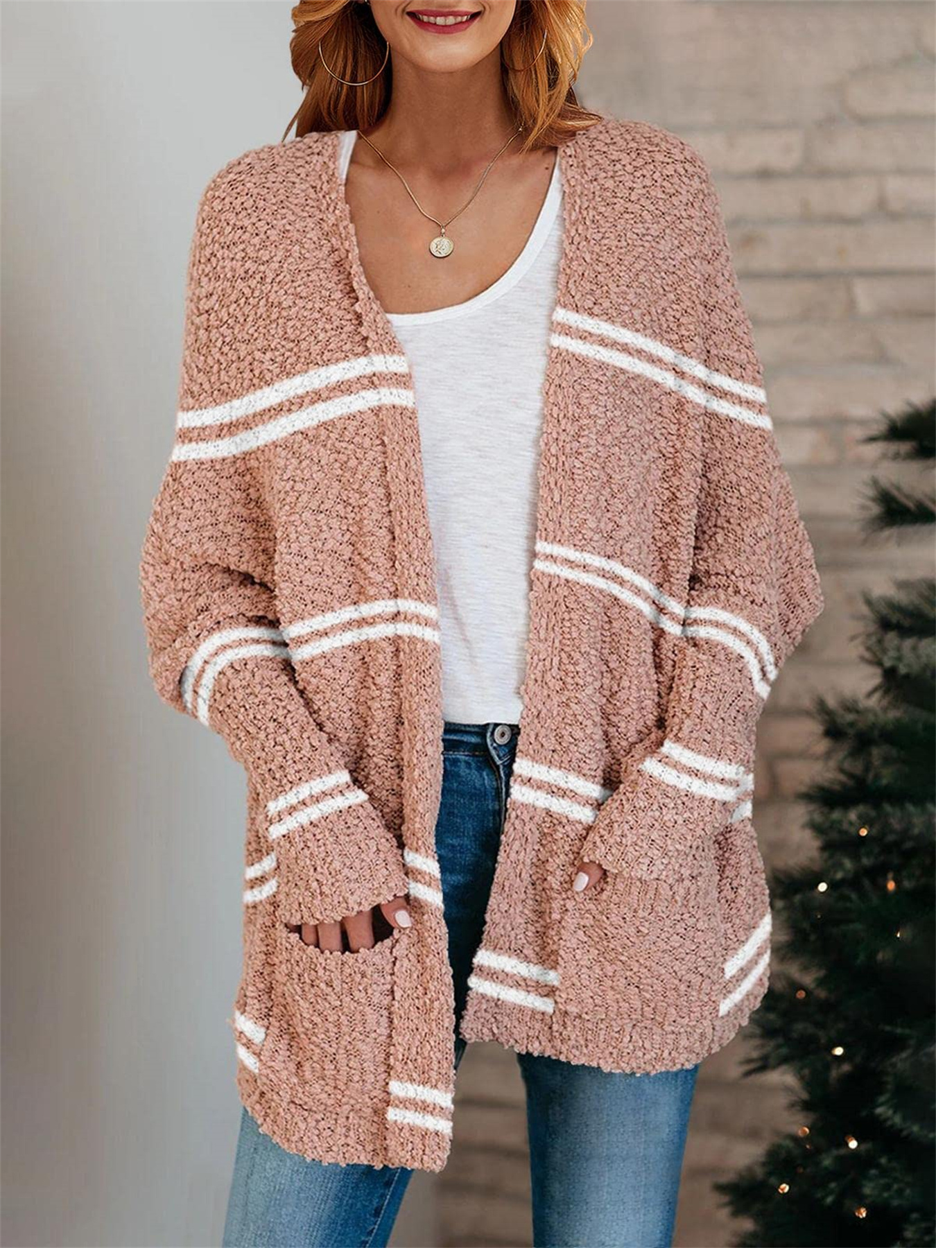 womens chunky popcorn cardigan oversized open front Temu