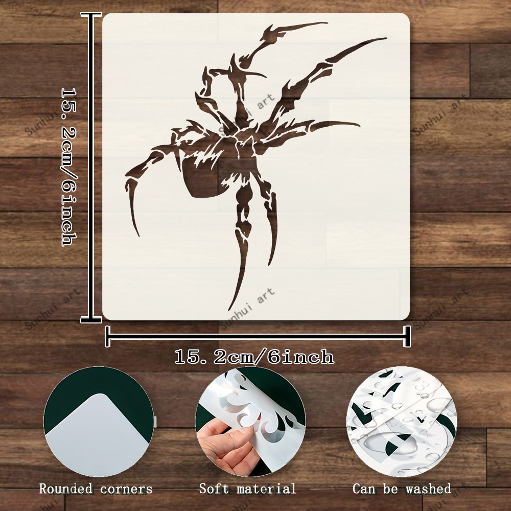 TEMU 1pc Reusable Dark Decor Template - Halloween Theme, Handmade Spiky , Suitable For Walls, Wood, Fabrics And Furniture Home Decor, Reusable Art