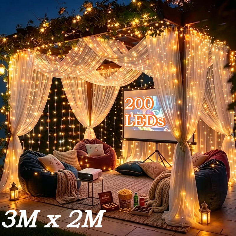 TEMU Usb Decorative Light - Fairy Curtain Light, Usb Powered, With 8 Flashing , Perfect For Decorating Window Sills, New Year Celebrations, Bedrooms,