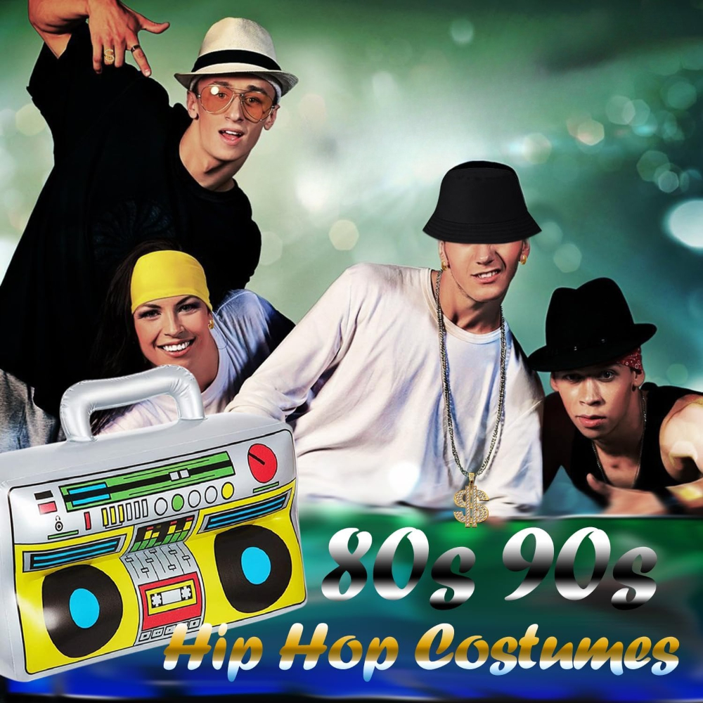 7pcs 80s 90s retro rap costume heavy duty hip hop party - Temu