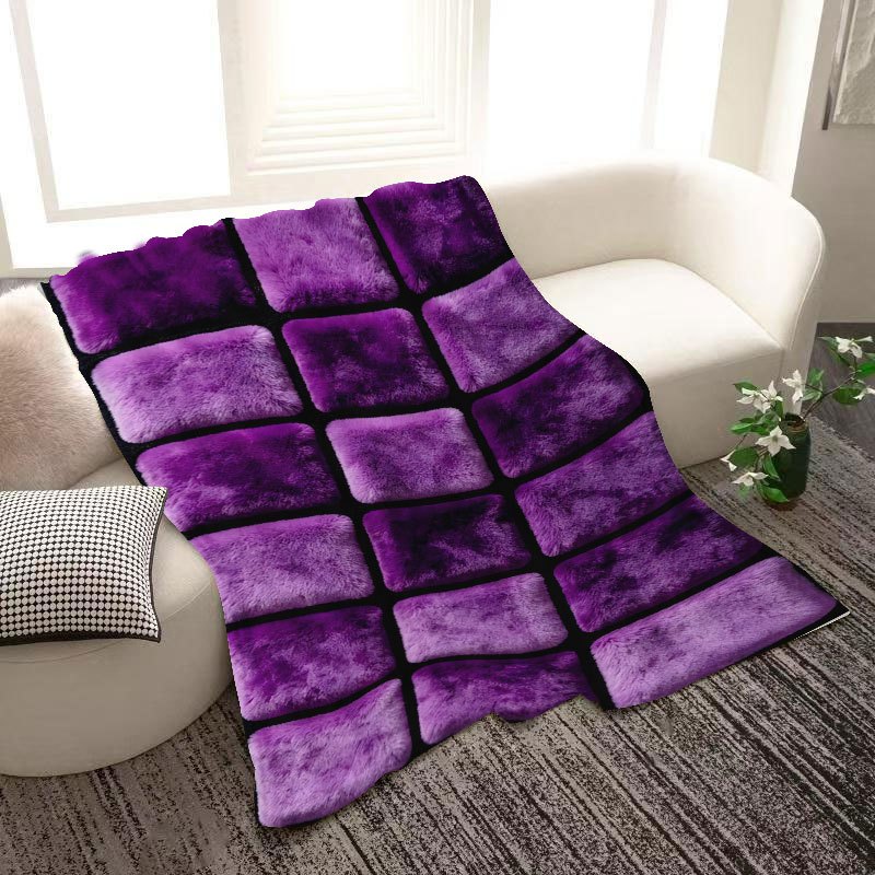 TEMU Light Luxury Gradient Printed Flannel Blanket Autumn And Winter Thickened -sided Fleece Blanket Bedroom Living Room Sofa Nap Blanket Office Nap