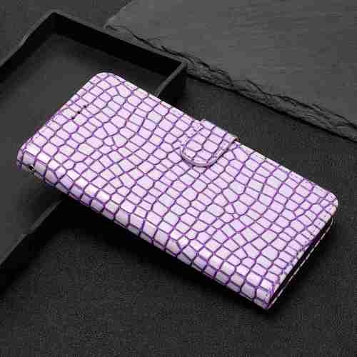 custodia per telefono: custodia a portafoglio e squisita in pelle con motivo coccodrillo viola, antigraffio e resistente allusura, con cinturino da polso e supporto , adatta per for s26 edge/s26 ultra/s25 ultra/s25 plus/s24 plus/s24 ultra/s23/s22/s21/s20/s10