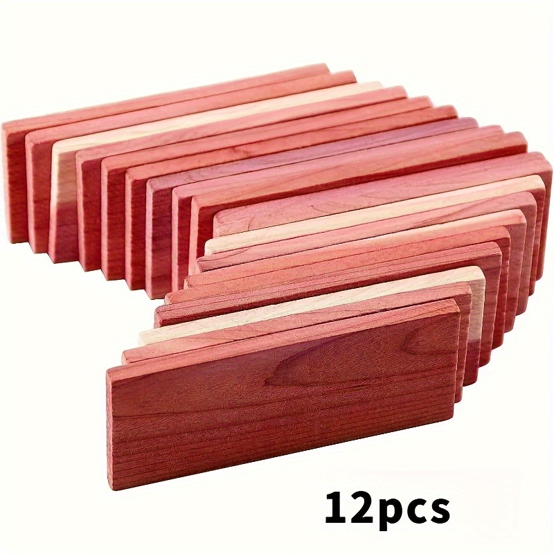 Image of 6/12pcs High-quality Cedar Wood Blocks: Multi-functional Storage And Organization With Natural Wood /handcrafted Wood Carving Material, Designed Wardrobe Drawers, Durable Natural Wood Texture