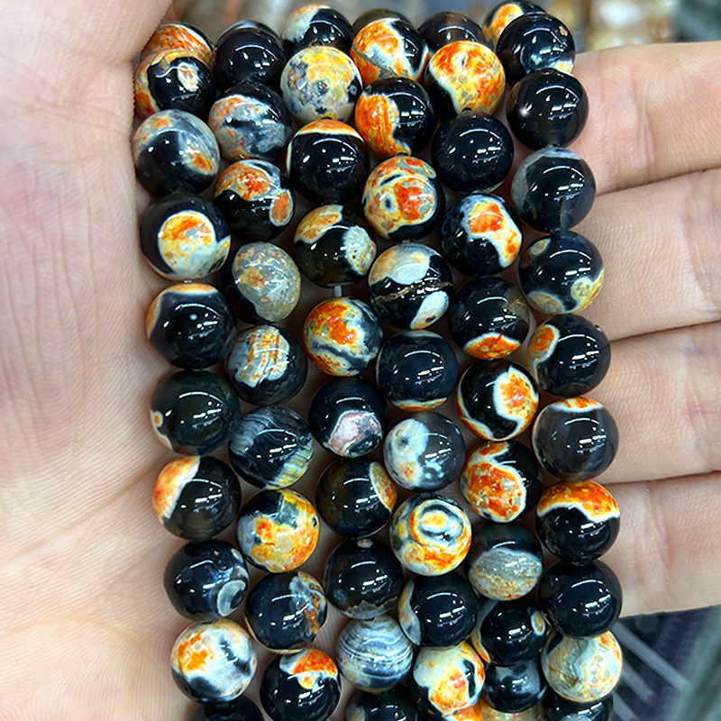 E-shop Naturstein Orange Traum Adern Achat Edelstein Perlen für Schmuckherstellung 6/8/10mm Advanced Sense Fußkettchen Handkette Damen Ohrringe 15"