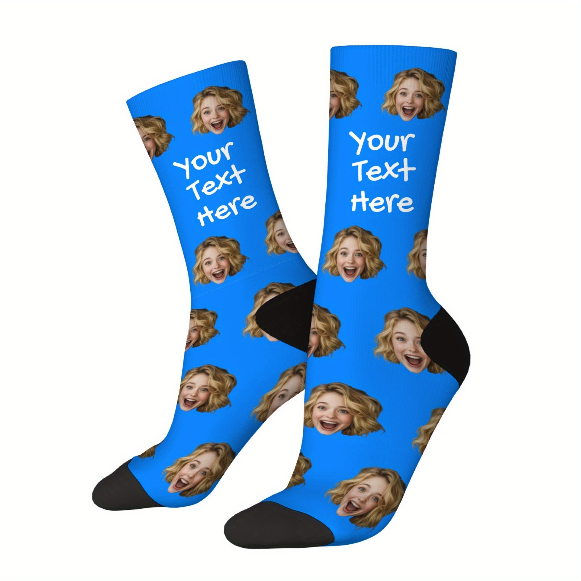 TEMU Custom Face Socks, Personalized Funny Gift Socks With Photo Customized, Novelty Trendy Crew Party Present Socks For Men Women
