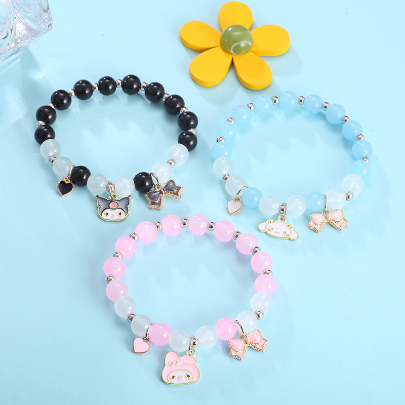 

Sanrio Kawaii Beaded Bracelets Set, Cute Animal Themed, Artificial Crystal, Gift For Valentine's Day, Daily & , All , For Hello Kitty, For Cinnamoroll, For My Melody