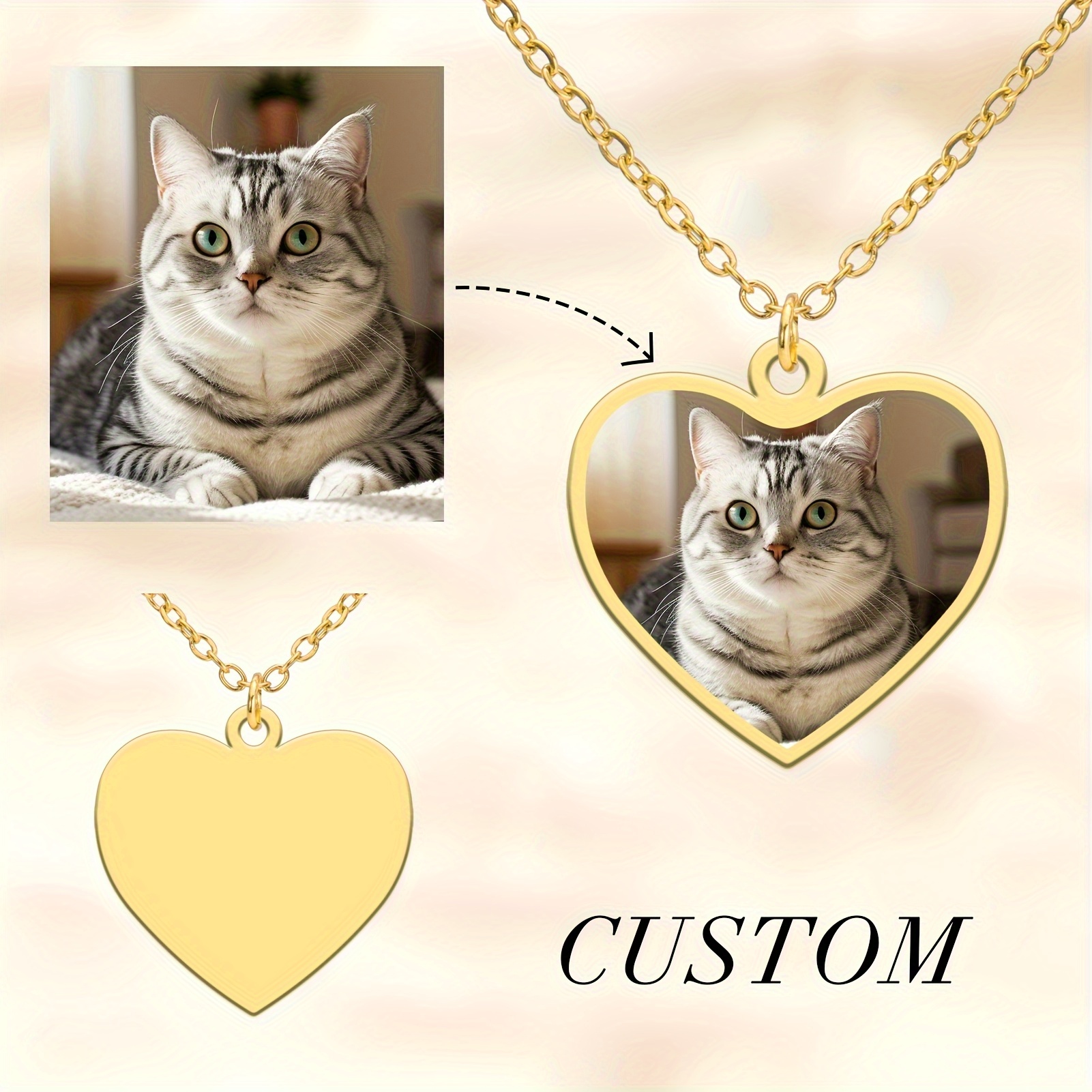 Personalized Custom Photo Necklace — Heart-shaped Pendant