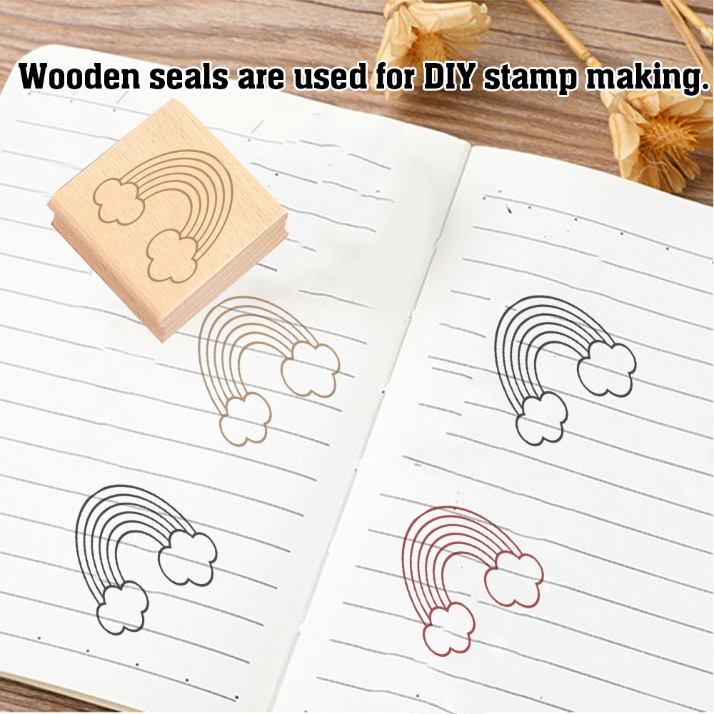 Wood Stamp for Journaling & DIY Crafts, Square Design
