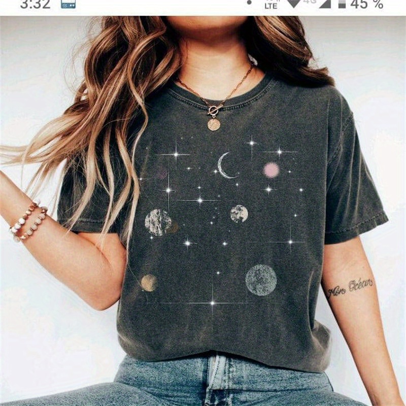 

Vintage Style Distressed Tee Shirt - Soft, Breathable, Relaxed Fit, Short Sleeve, Casual Summer Wear For Women - , Look, Outdoor Activities