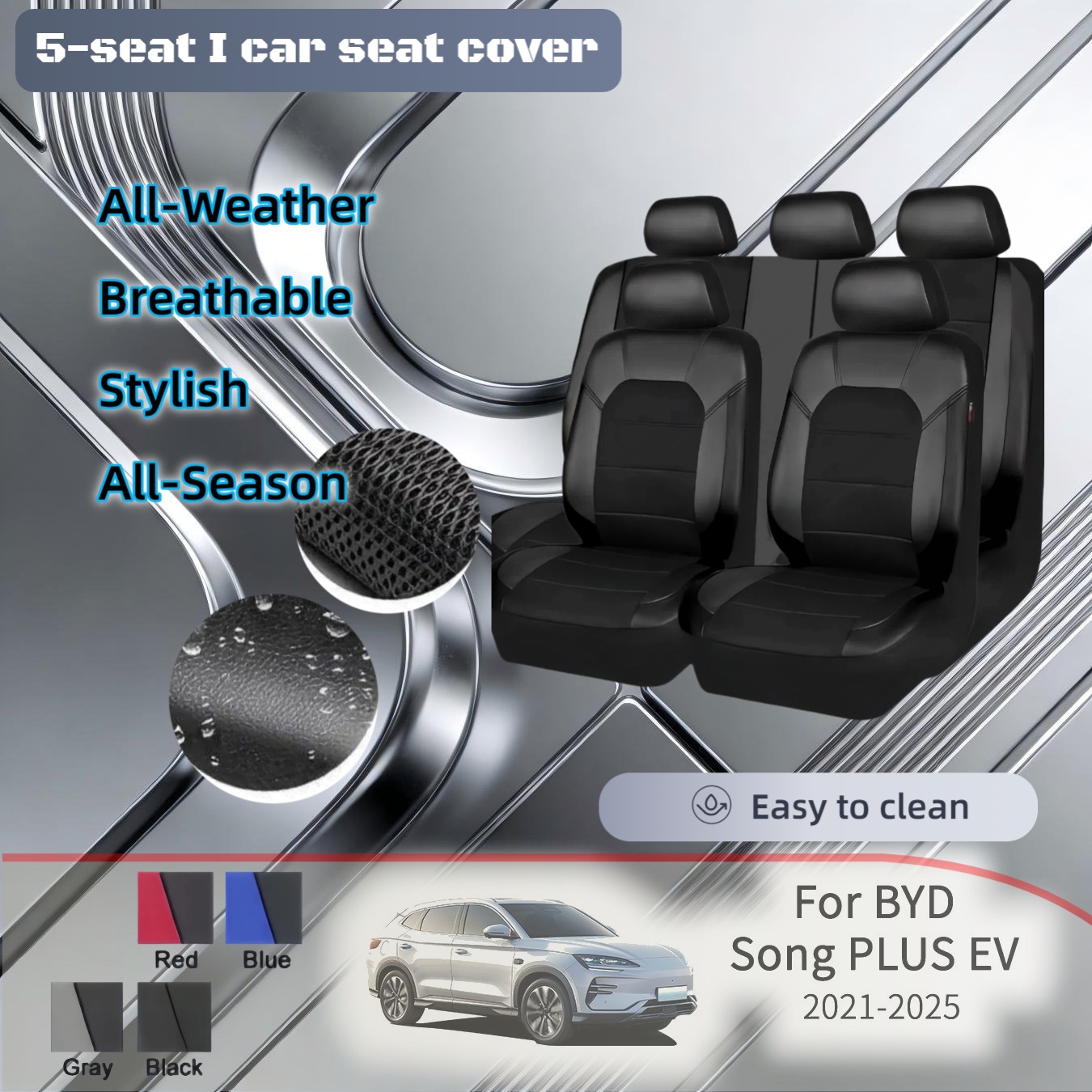 5 seater car seat cover for   plus   2025 universal black faux leather     hand wash or   clean