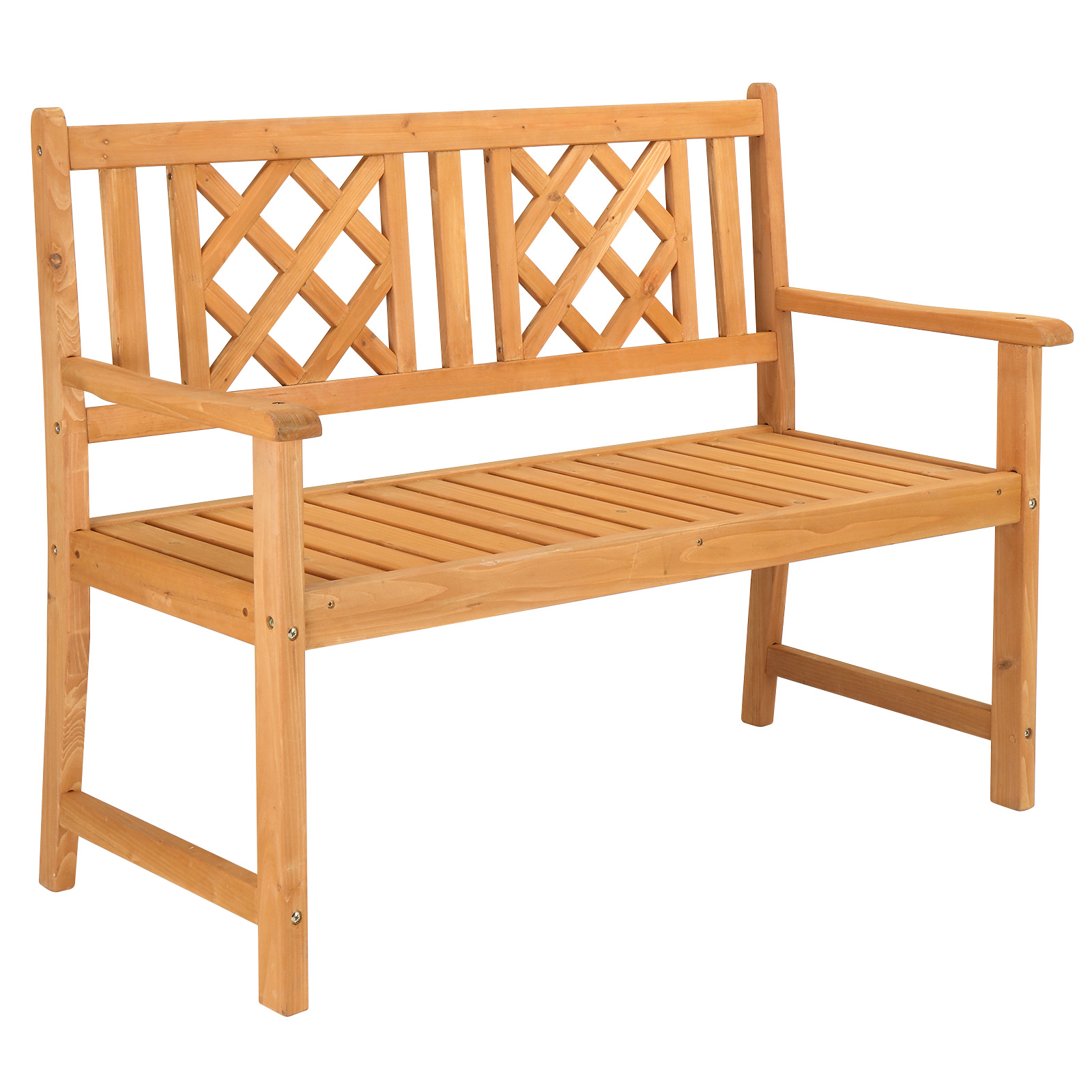 TEMU Banc en bois de cèdre avec de X et motif de grille - Revêtement de bois naturel aux intempéries, banc d'extérieur/intérieur de 47 pouces pour