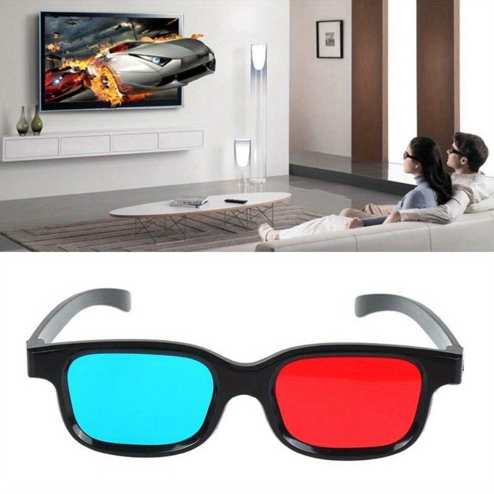 TEMU 5pcs Black Frame Red Blue 3d Glasses | Dimensional Anaglyph Viewing For Tv, Movies, Dvds, Games, And Video - Enhances Reality Experience