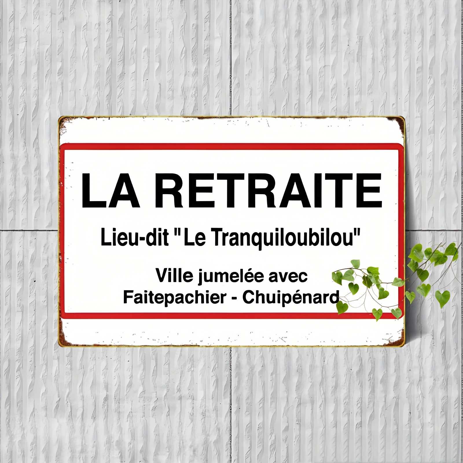 TEMU Panneau Métallique 2D Plat, 8"X12" (20.32X30.48Cm) Français "" - Décoration Murale Rustique Vintage avec Français, Plaque en Laiton Durable pour
