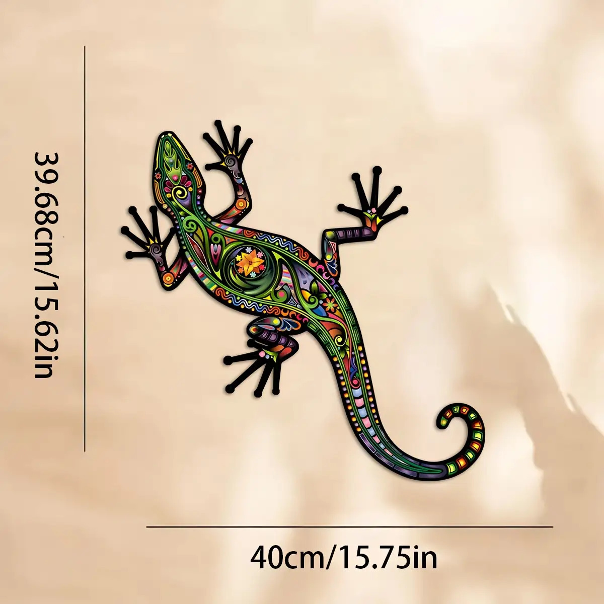TEMU A Vibrant Lizard Metal Wall Sculpture 15.75x15.62inch Colored Artistic Decor With Intricate Patterns For Home Garden Balcony Decoration
