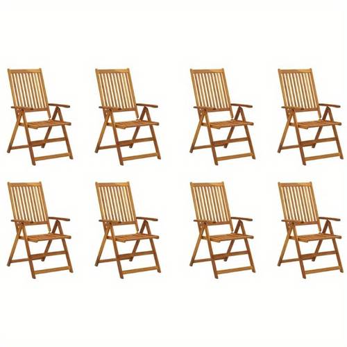 folding patio chairs with cushions 8pcs solid acacia wood