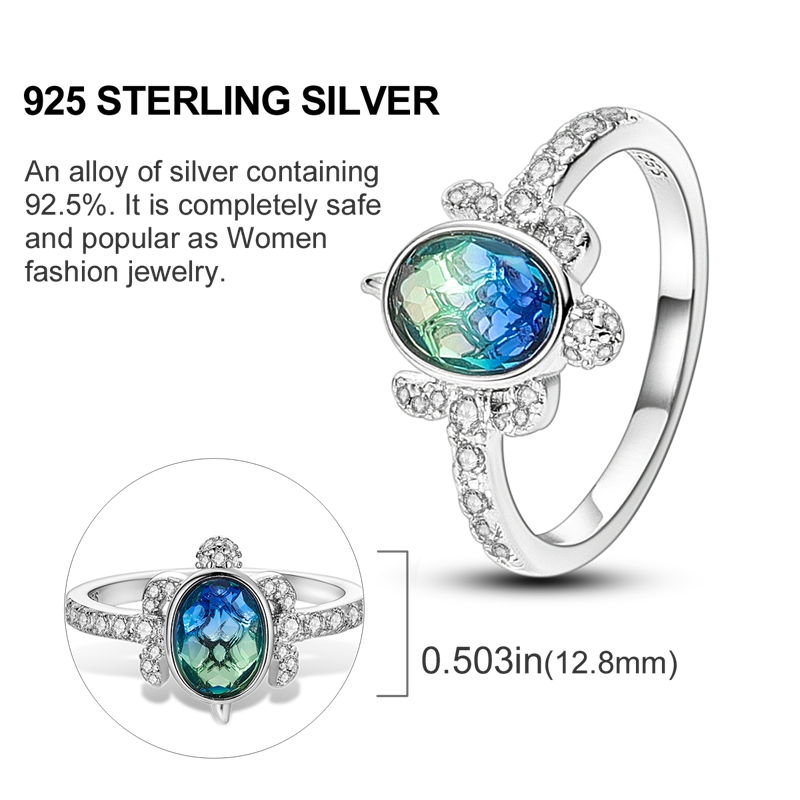 Women's Exquisite 925 Sterling Silver Sea Turtle Ring