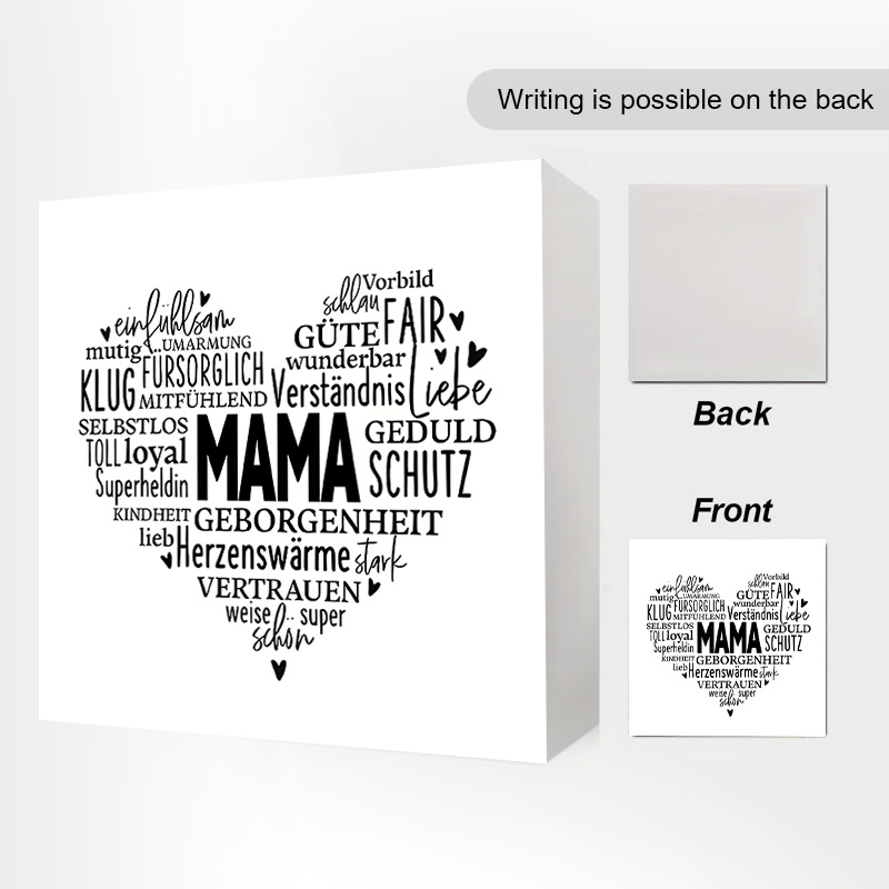 E-shop 2D-Flach, . Mehrsprachiges Mama-Herz-PVC-Schild, geeignet für Mama, Muttertagsgeschenk mit Englisch & Text, Bauernhaus-Tischdeko für Zuhause,