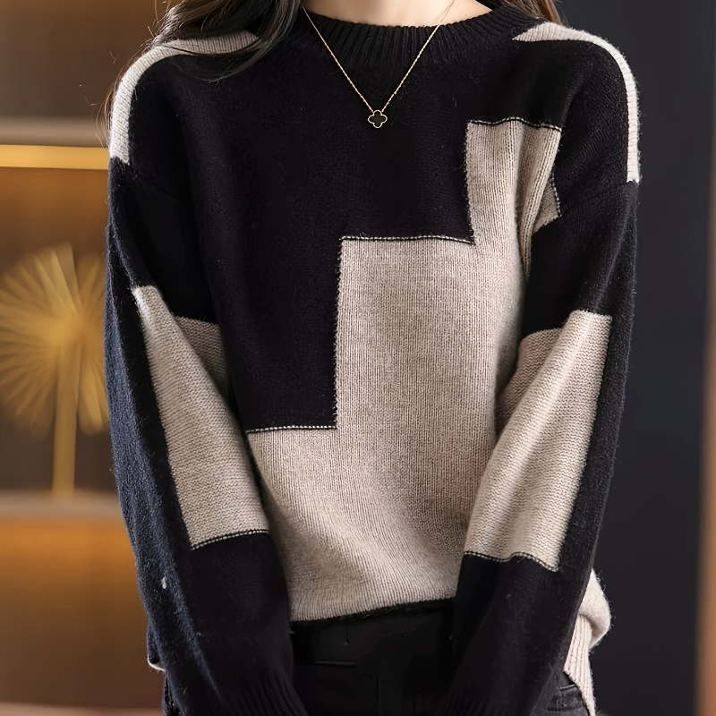 

Un pull à col rond de couleur unie, adapté pour en couches , à et à l'hiver, ce pull décontracté à manches longues est conçu .