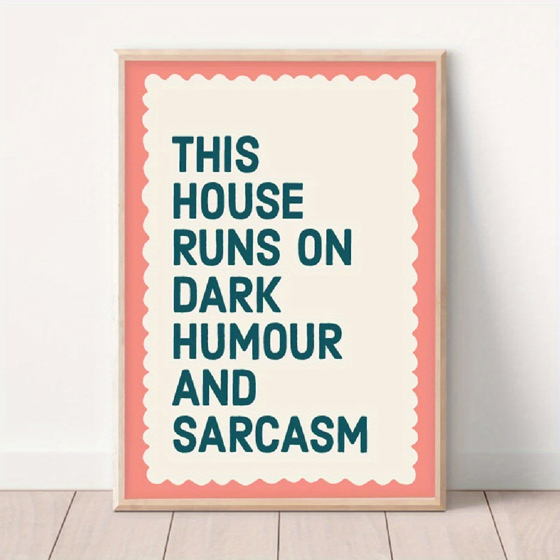 TEMU 1pc Funny Sarcasm Quote "this House Runs On Sarcasm" - Horizontal Sarcastic Humor Print Suitable For Bedroom, Living Room Decor, Housewarming