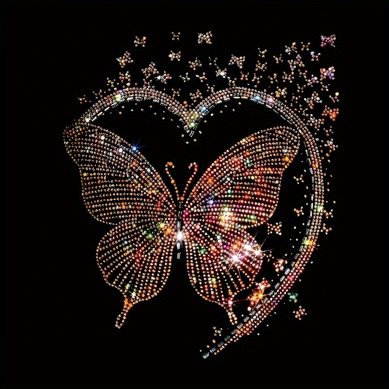 TEMU Heart Iron-on Patch- Durable Plastic Heat Transfer Sticker With Sparkling Rhinestones& Glitter, Diy Decals For T-shirts, Hoodies, Pillows,