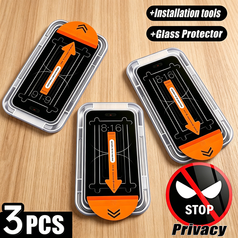 TEMU 3-pack For Motorola For Moto G77/g67/g24 Power Anti-spy Privacy Screen Protector With Auto-alignment Installation Kit