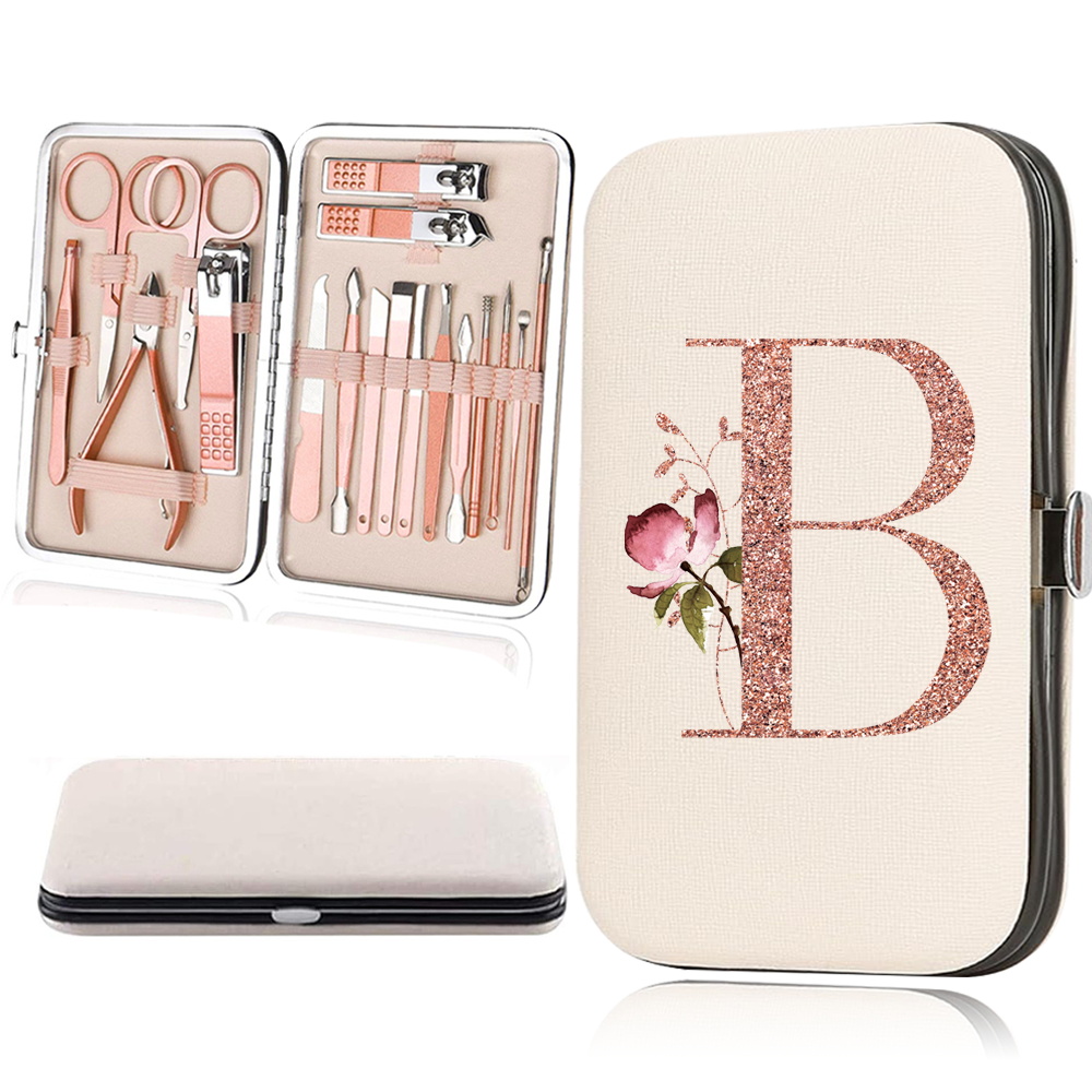 18pcs Rose Golden Nail Studio Set with Portable Storage Box