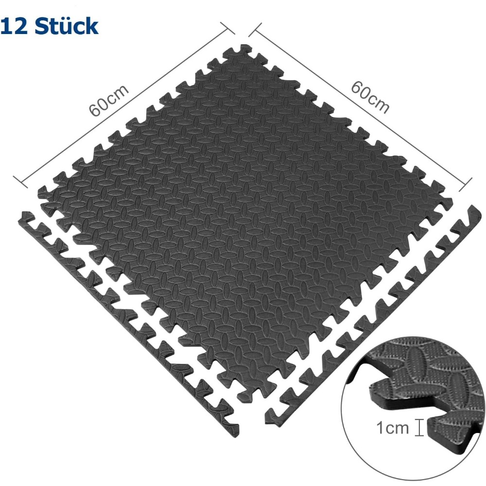 Image of 4.32 Sq M 60 X 60 X 1 Cm Floor Protection Of 12 Eva Protective Mat Sports Mat Gym Mat Puzzle Mat Mat Pool Mat Fall Protection Mat For Office Floor Protection Fitness Equipment Yoga