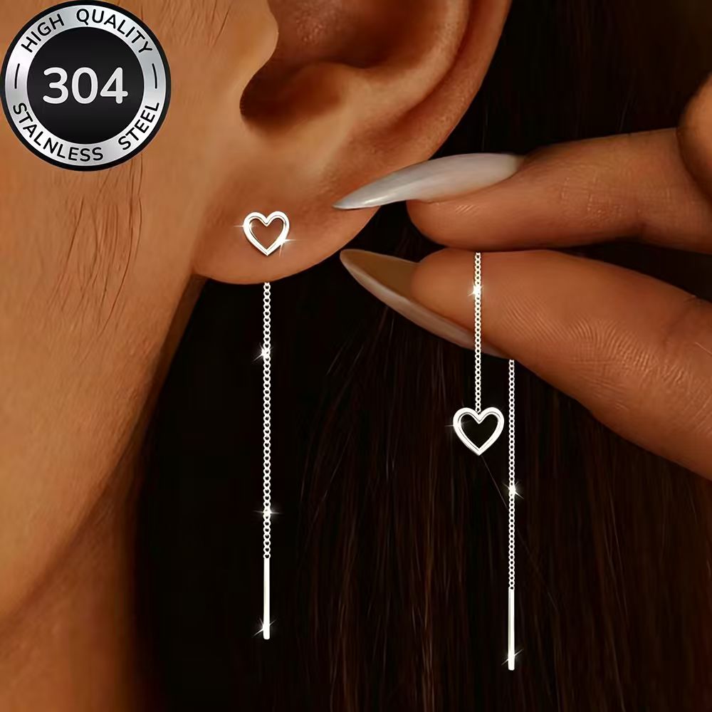 TEMU High-quality Stainless Steel Golden Earrings, Hypoallergenic, Fade-resistant, Comfortable And Versatile, Simple And Elegant, Fashionable Women's