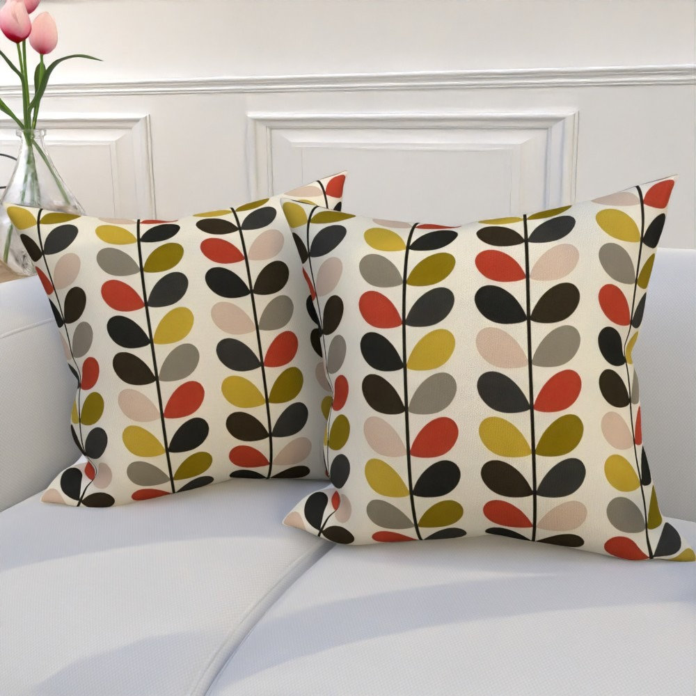 TEMU 2d Flat - 2pcs 2d Plane Printing Flat - 2 Sets Of Retro Geometric Pattern Sofa Cushion Covers, With Colorful Leaf Shapes, Vitality To . Suitable