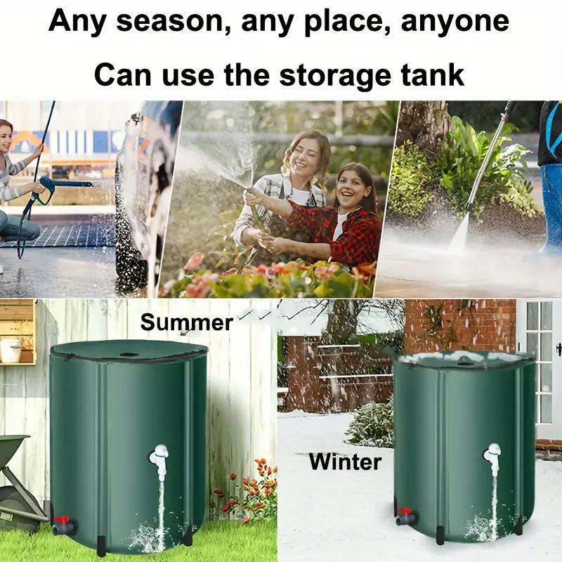 300 Gallon Portable Collapsible PVC Water Storage Tank Green Outdoor Rainwater Collector for Gardening and Car Washing